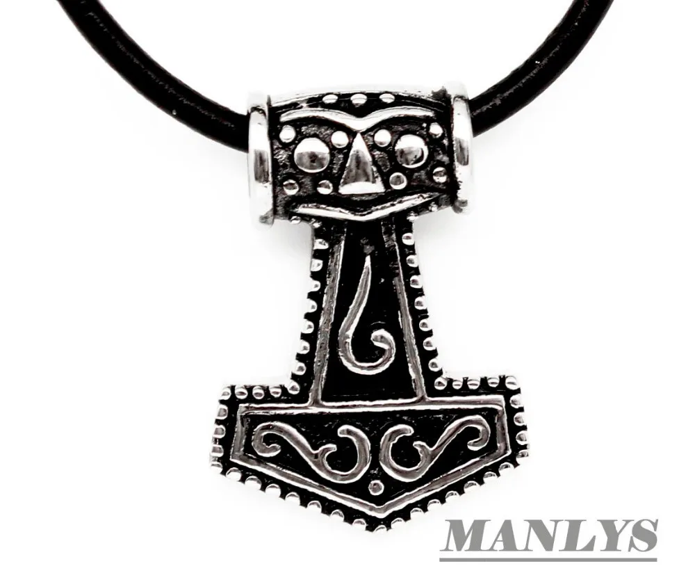 Кулон Молот Тора из нержавеющей стали скандинавского мифа + кожаное ожерелье