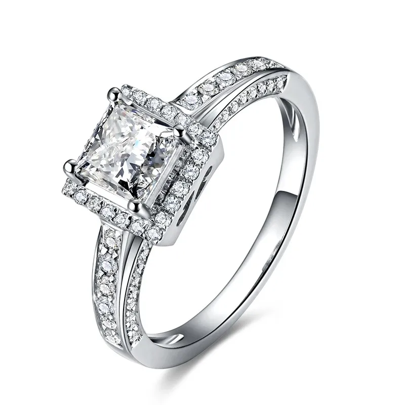 ZOCAI миниатюрный кафедральный паве HALO 0,9 CT натуральный H/VVS PRINCES CUT 18K белое золото кольцо с бриллиантом W03668