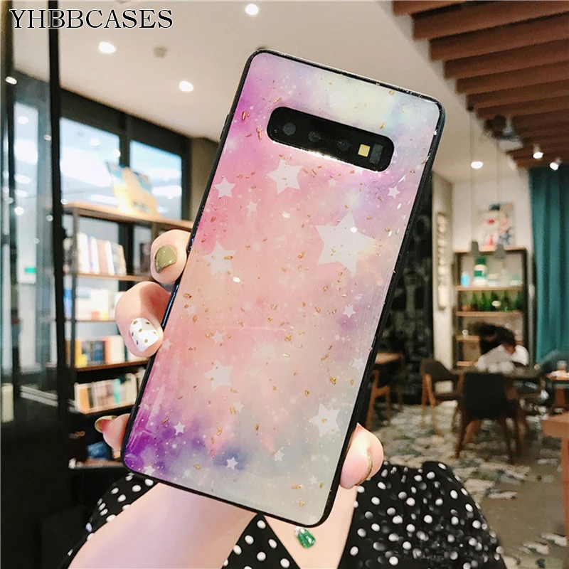 YHBBCASES чехол из золотой фольги для samsung Galaxy S10 Plus Модный со звездами S8 S9 N8 с