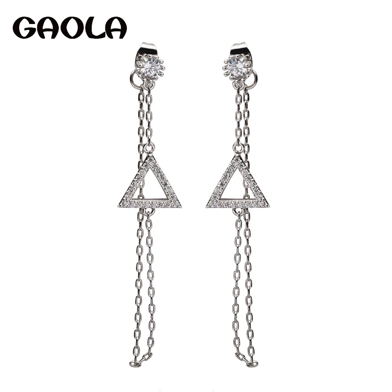 

GAOLA Triangle AAA Cubic Zirconia Link Chain Dangle Earrings For Women GLE6681
