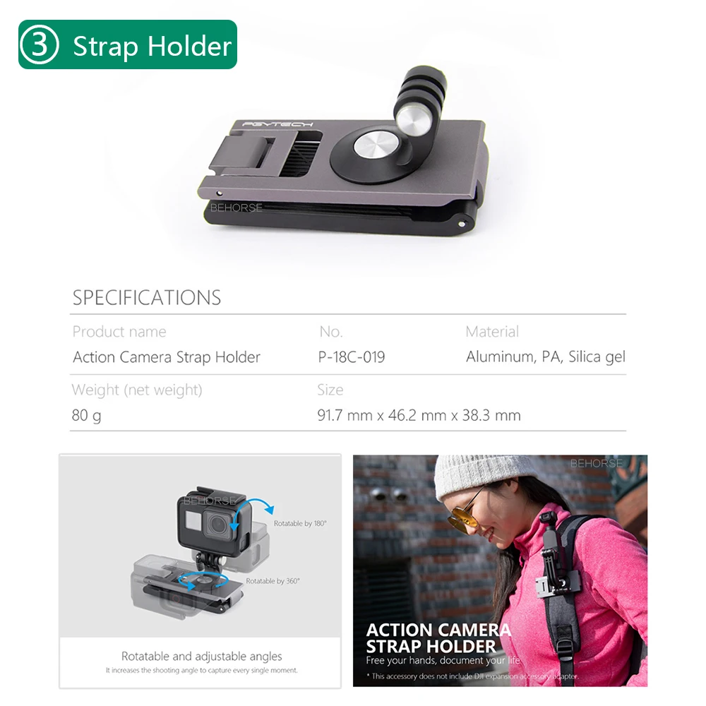 PGYTECH DJI Osmo экшн штатив селфи палка ремень держатель Чехол сумка для Gopro Hero 7 6 Insta360 One