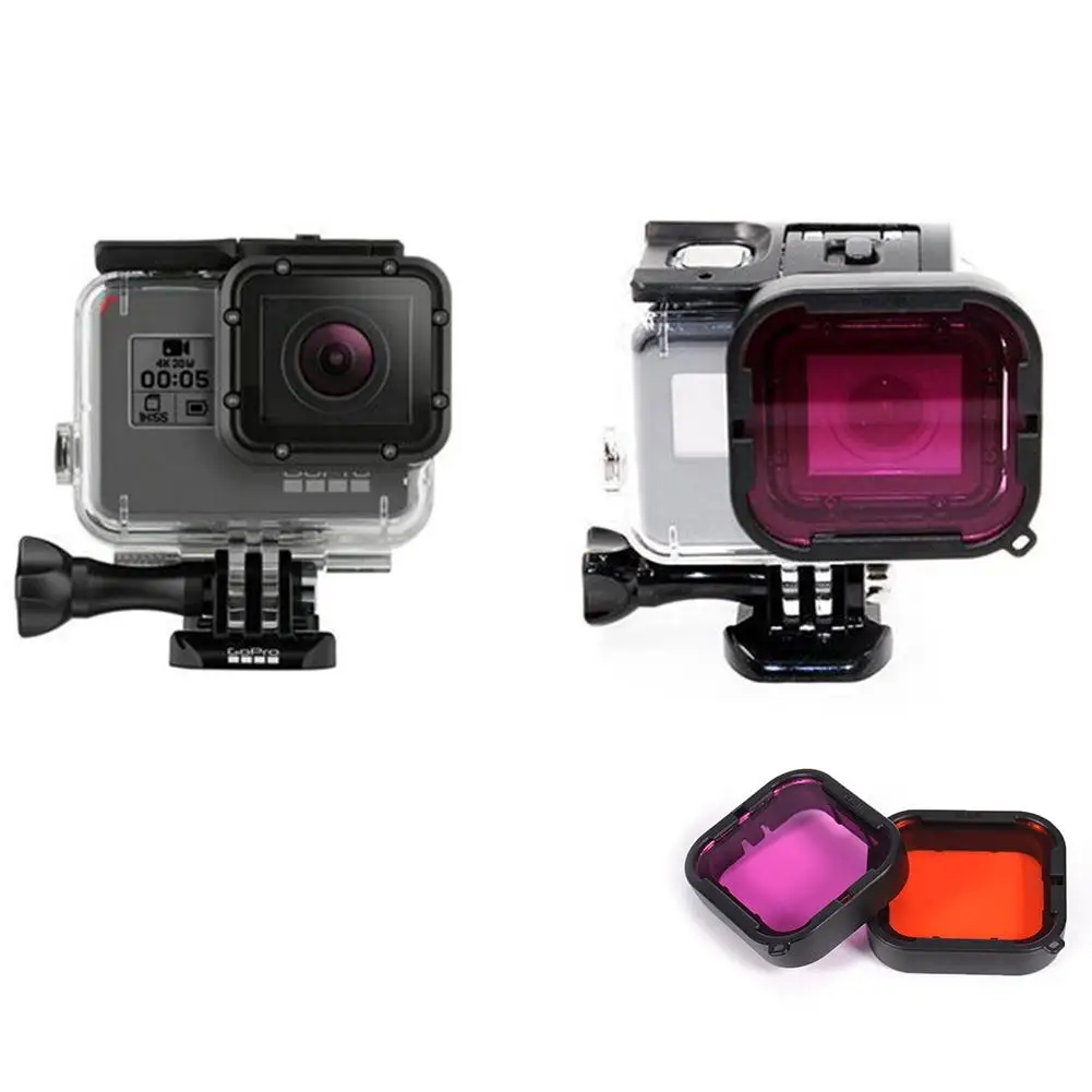Телесин 2 шт./лот погружение фильтр для GoPro Hero 5 6 Hero 7 красный/фиолетовый фильтр подводный Оптическое стекло для Go Pro аксессуар