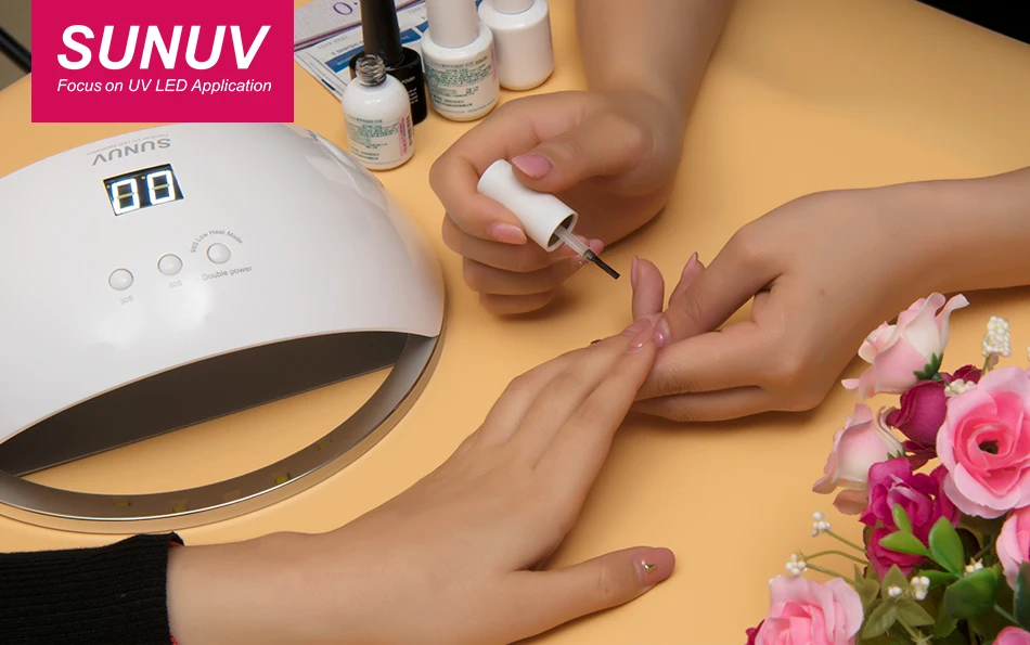 SUN UV SUN6 48 Вт Сушилка для ногтей с автоматическим датчиком, портативная Ультрафиолетовая лампа для сушки при слабом нагреве, модель с двойной мощностью для быстрого маникюра, светодиодная лампа