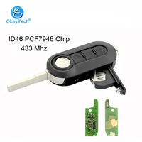 okeytech car remote key fob fsk 433mhz id46 pcf7946 chip for fiat 500 grande punto 2010 2017 3 buttons