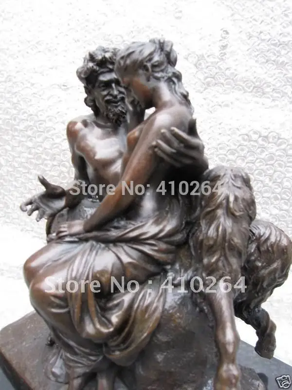 Коллекционный Обнаженная Леди миф Коза человек Пан сатыр статуя бронза|bronze