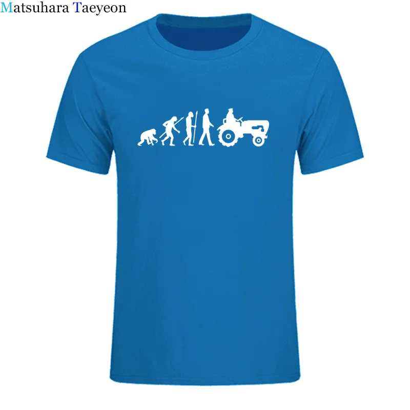 

New Summer Fashion Evolution Tractor T Shirt Men Short Sleeve Cotton Born Fashion Unique To Farm T-shirt Tops Farmer Tshirt