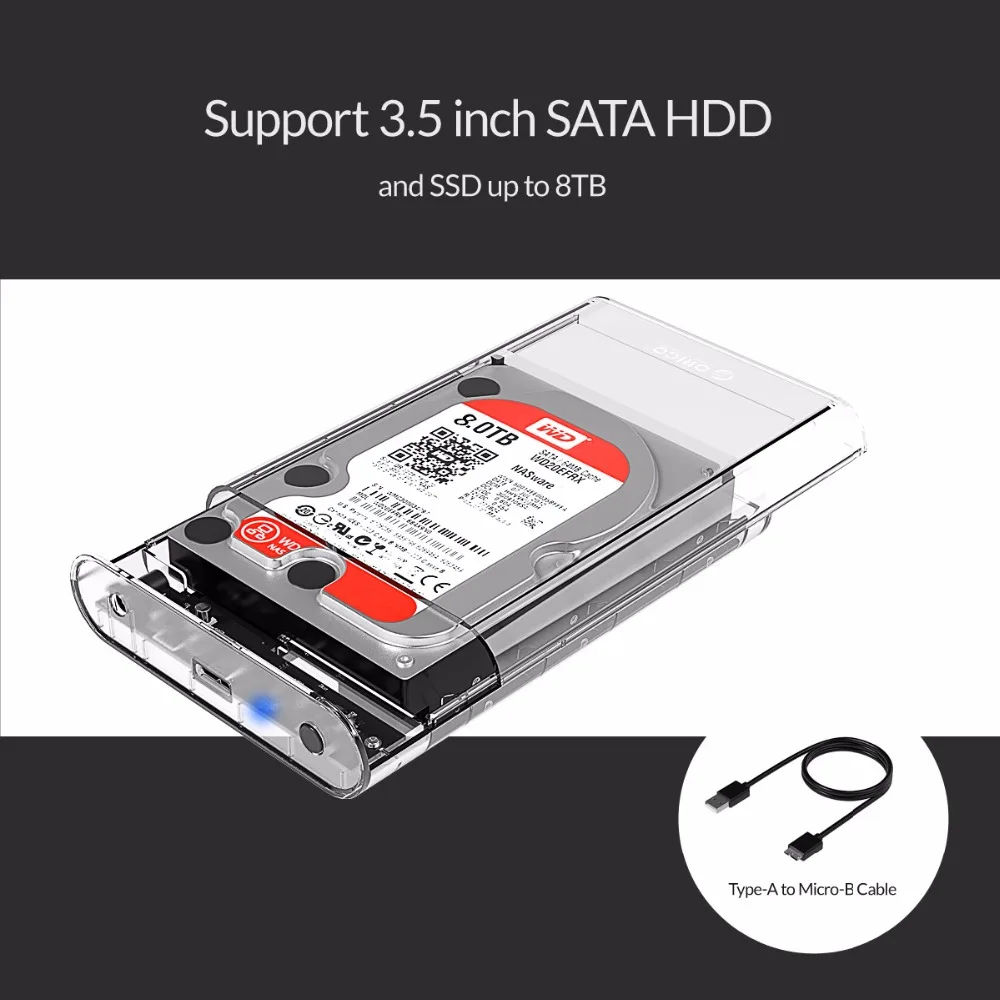 ORICO 3139U3 3 5 дюйма Прозрачный адаптар для жестких дисков USB 0 Гбит SATA3.0 Поддержка UASP 8