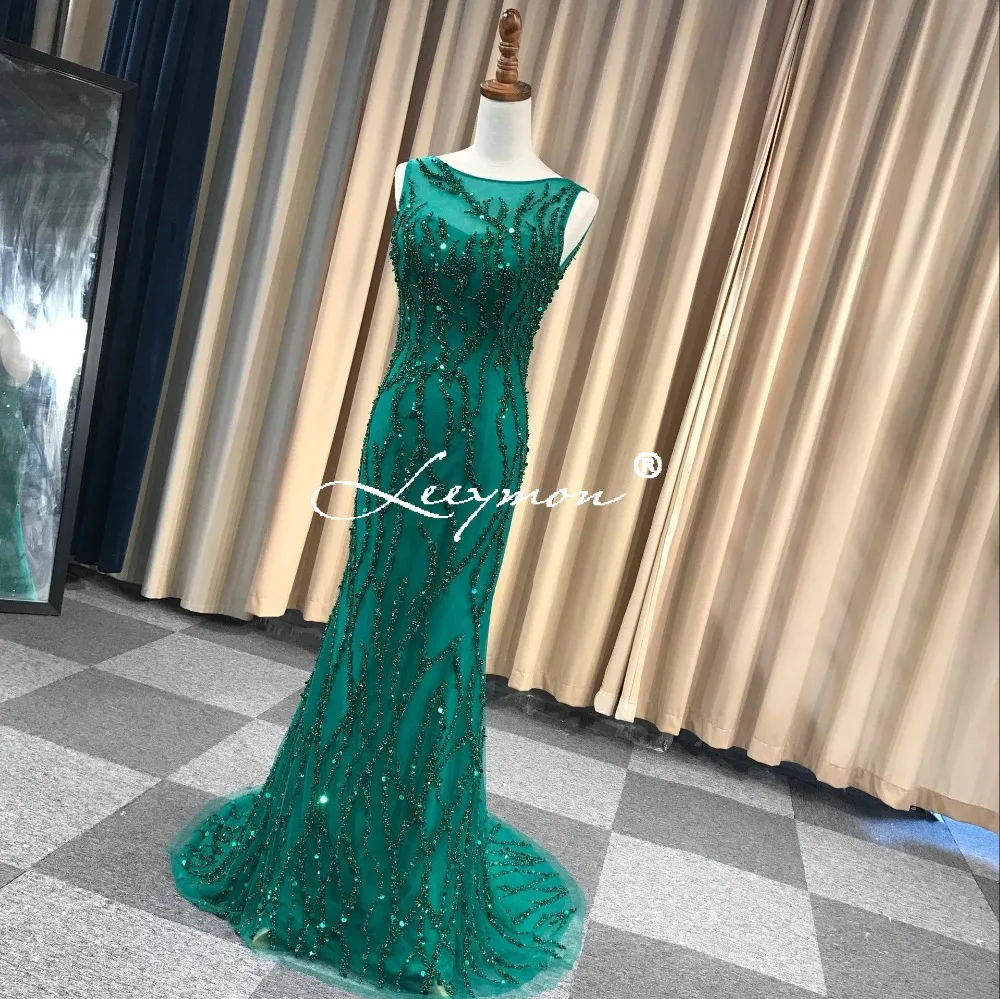 Luxury Sleeveless Sexy Beaded Sequined Mermaid Evening Dresses Sparkly Gown Fashion Long Dress vestido de festa longo | Свадьбы и