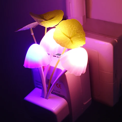 Романтический Красочный Светодиодный светильник 110-220 В, 3 светодиосветодиодный S, гриб, ночная подсветка, освещение, датчик освещенности, автоматический запуск, вилка EU/US