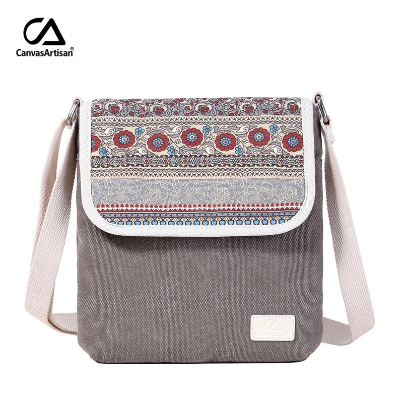 LIGHT GRAY Canvasartisan бренд Женщины Сумка Холст Reteo сумка с цветочным принтом женский стиль ежедневных поездок сумки через плечо - Цвет: LIGHT GRAY