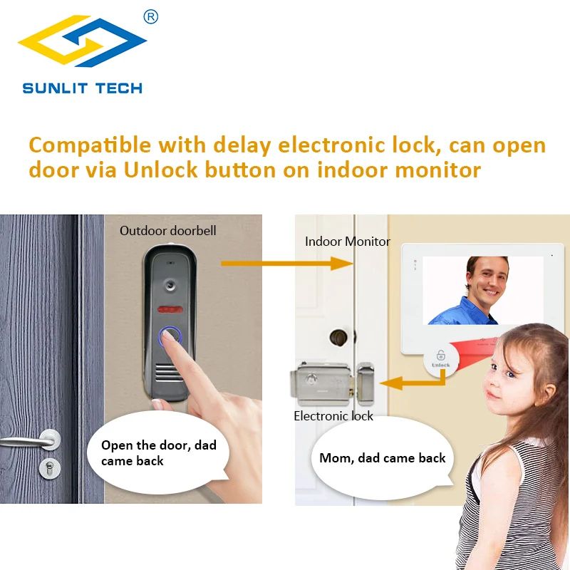 New 7 inch Video Intercom Home Door Phone Wired Doorbell Camera Monitor Outdoor Entry Access System Security | Безопасность и