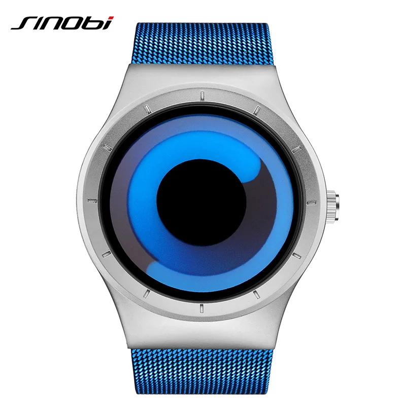 Blue silver blue X SINOBI фирменные креативные спортивные кварцевые часы Для мужчин Нержавеющая сталь ремень времени часов Для мужчин s часы вращения часы Relogio Masculino - Цвет: Blue silver blue X