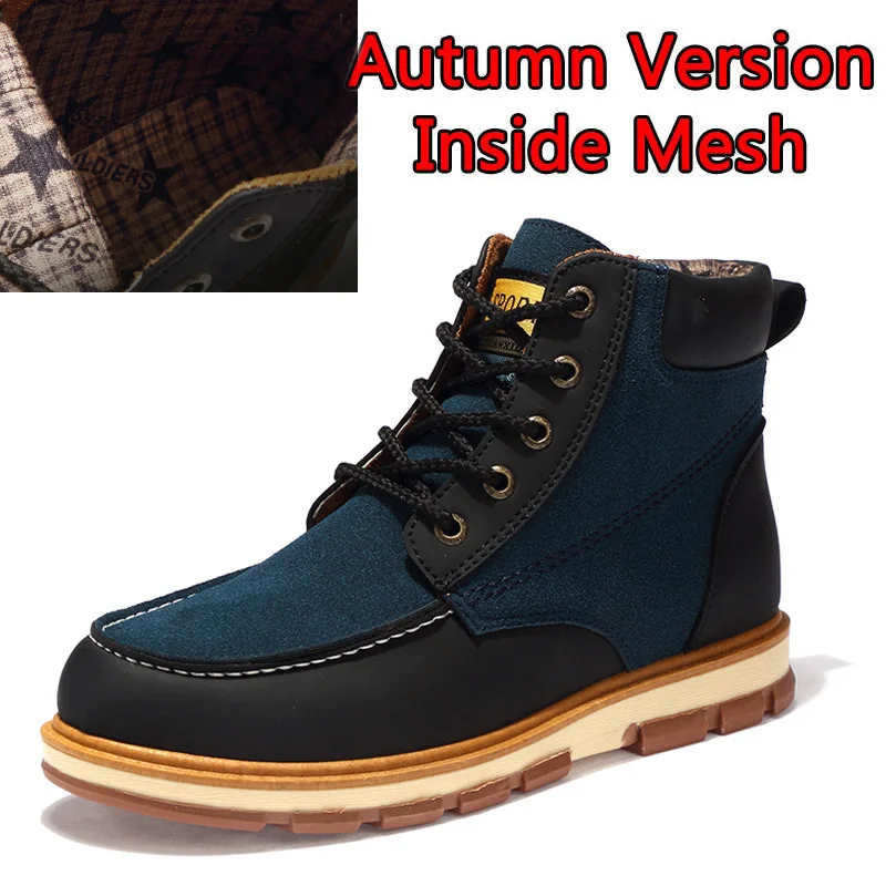 Autumn Dark Blue SURGUT/брендовая модная новинка года; сезон осень-зима; мужская повседневная Рабочая обувь; теплые плюшевые удобные нескользящие зимние ботинки; размеры 39-46 - Цвет: Autumn Dark Blue