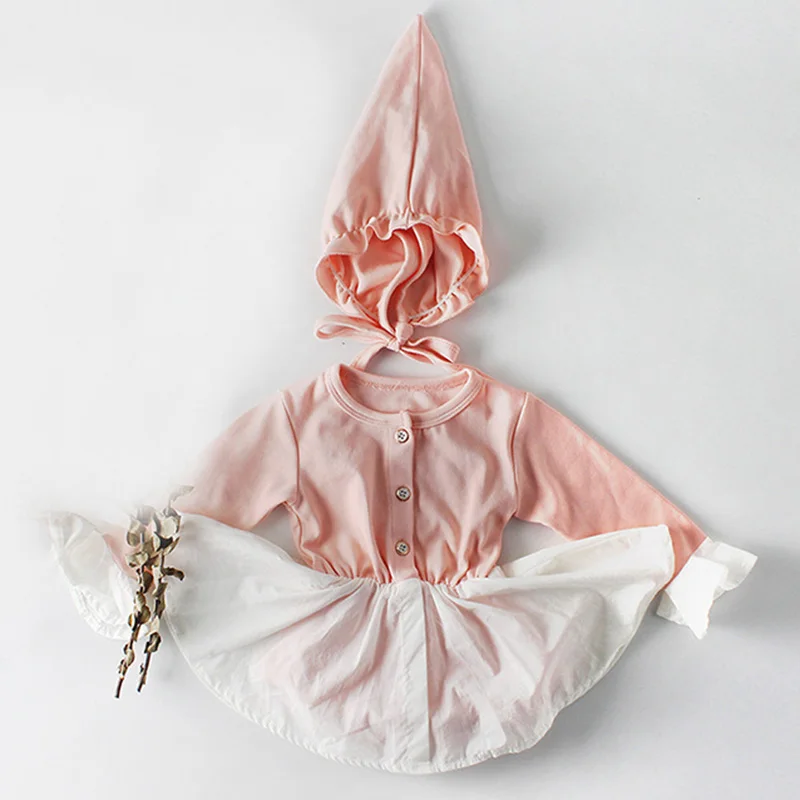 81012 Pink Комбинезоны для маленьких девочек, коллекция года, Осенние хлопковые комплекты одежды костюм из 2 предметов розовый и белый комбинезон с длинными рукавами для новорожденных+ шапочка, комбинезон для малышей - Цвет: 81012 Pink