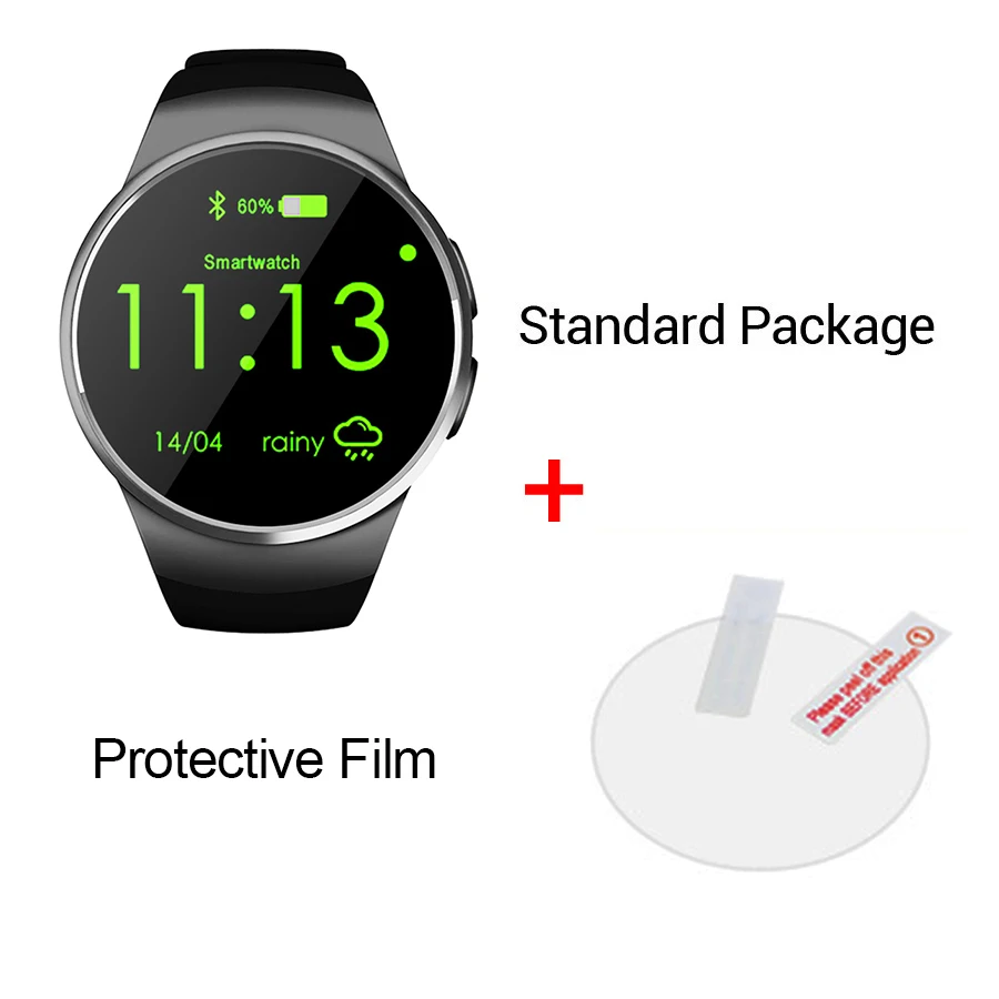 Black KOSPET KW18 Bluetooth Смарт часы полный экран Поддержка SIM 1," сенсорный экран MTK2502C бизнес смарт часы телефон - Цвет: Black