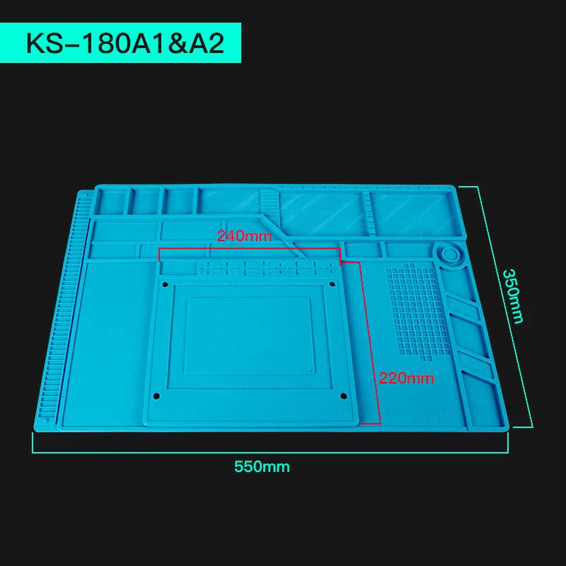 S-180-A S-160 45X30 см Теплоизоляционный силиконовый коврик стол коврик техническое обслуживание платформы для BGA паяльная ремонтная станция с магнитной секцией - Цвет: S-180-A
