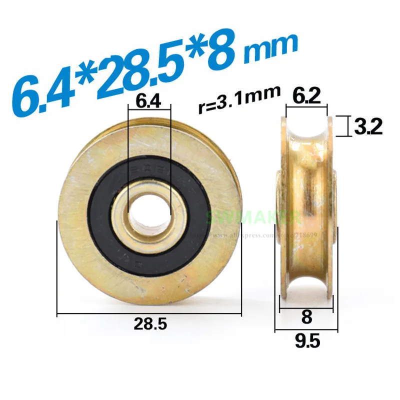 

6,4*28,5*8 мм U-образное металлическое желобовое колесо, 6 мм диаметр, глубокое гусеничное колесо, стальное колесо, цинковое покрытие, защита от к...