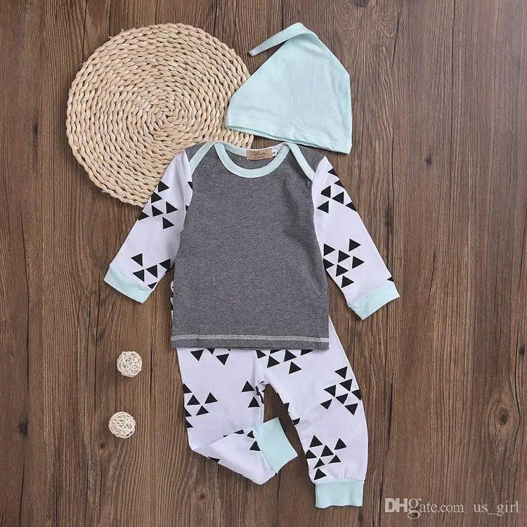 Christmas Baby Clothes 3PCS Sets INS Newborn Kids unisex Long Sleeve T shirt + Pants With Hat outfit |