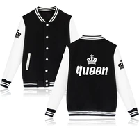 king queen crown baseball uniform coat autumn bomber jacket streetwear casual tracksuit hip hop brand coats unisex