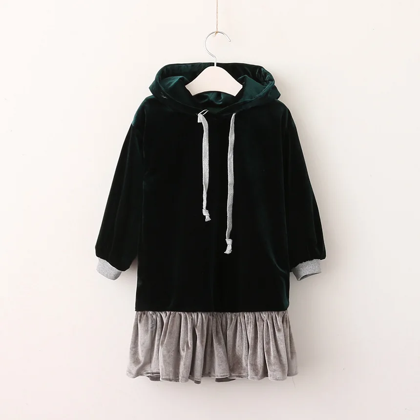Everweekend Girls Ruffles Velvet Soft Autumn Winter Dress with Hats Vintage Red and Blue Color Princess Party | Детская одежда и