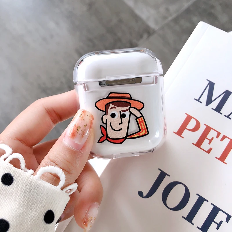 Милые прозрачные однотонные чехлы для наушников с рисунком Apple Airpods ударопрочный