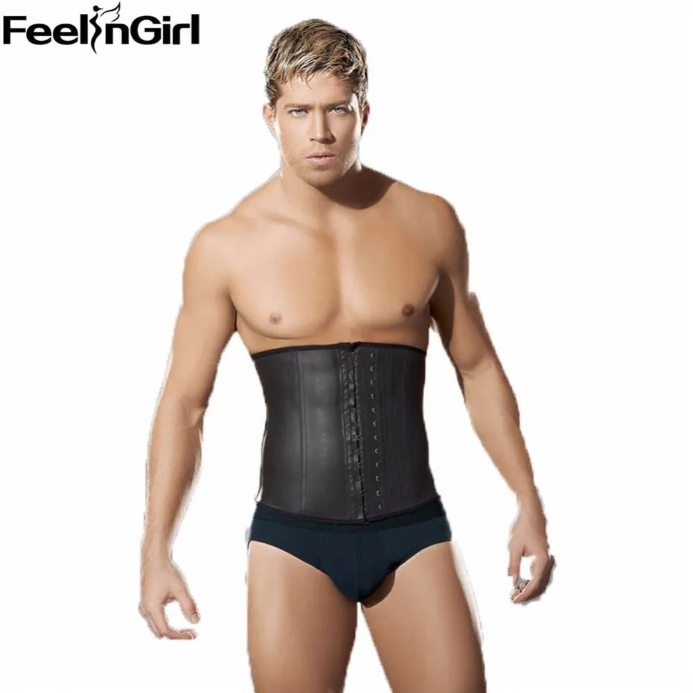 Латексный поясной тренировочный жилет мужской черный Жесткий корсаж для