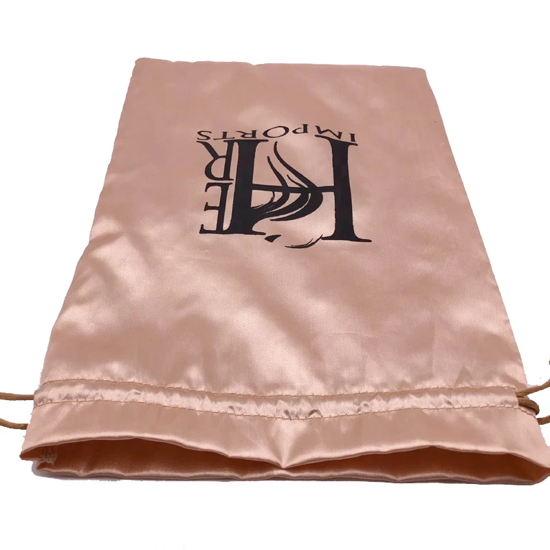 Индивидуальный Логотип розовые золотые мешки шелковая сумка для париков 18 х30 см