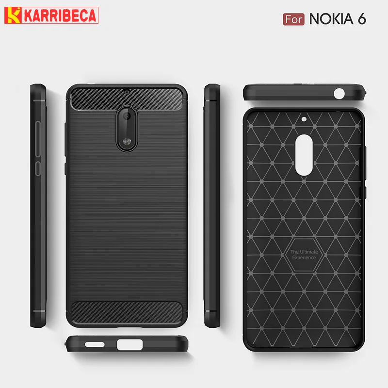 Karribeca Углеродного волокна матовый Силиконовый чехол на нокия Nokia 6 бампер