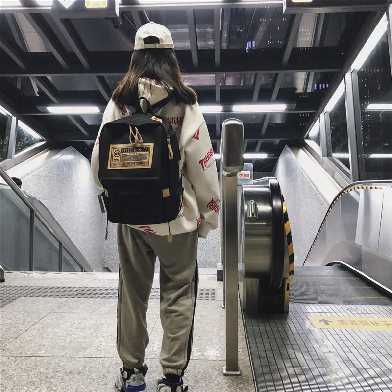 Корейский Harajuku ulzzang Большой Вместительный рюкзак с буквенным принтом в стиле хип-хоп, женский модный рюкзак для отдыха и колледжа, унисекс, шикарный мужской рюкзак
