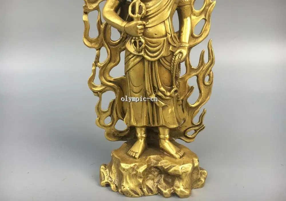 11''классика латунь резной Тибетский буддизм Vidyaraja акаланата статуя Будды |