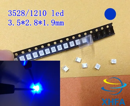 200 шт. 3528 синий 4 ног супер яркий светодиодный светильник бусины PLCC 1210 SMD фута Pin 3 5*2