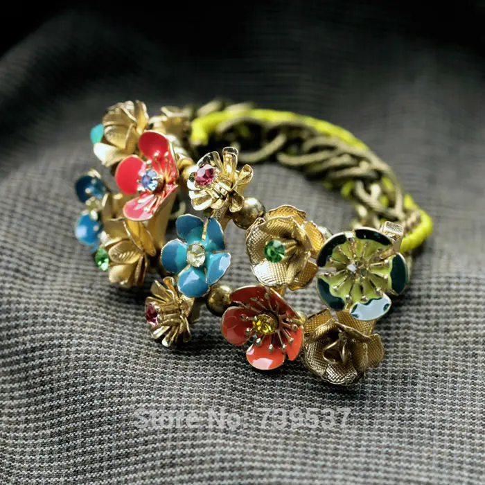 2017 романтический стиль эмаль красивые цветы установка эластичный браслет для