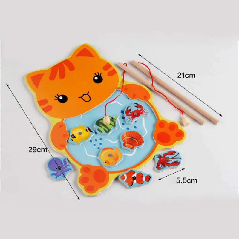 Деревянная Магнитная рыбалка игрушка 3d Пазлы рыбы игра Детские игрушки для детей