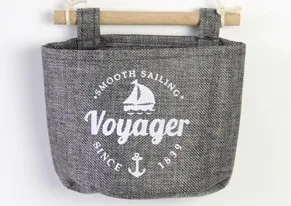 Мультяшная висячая сумка для хранения из хлопка и льна Настенная косметичка