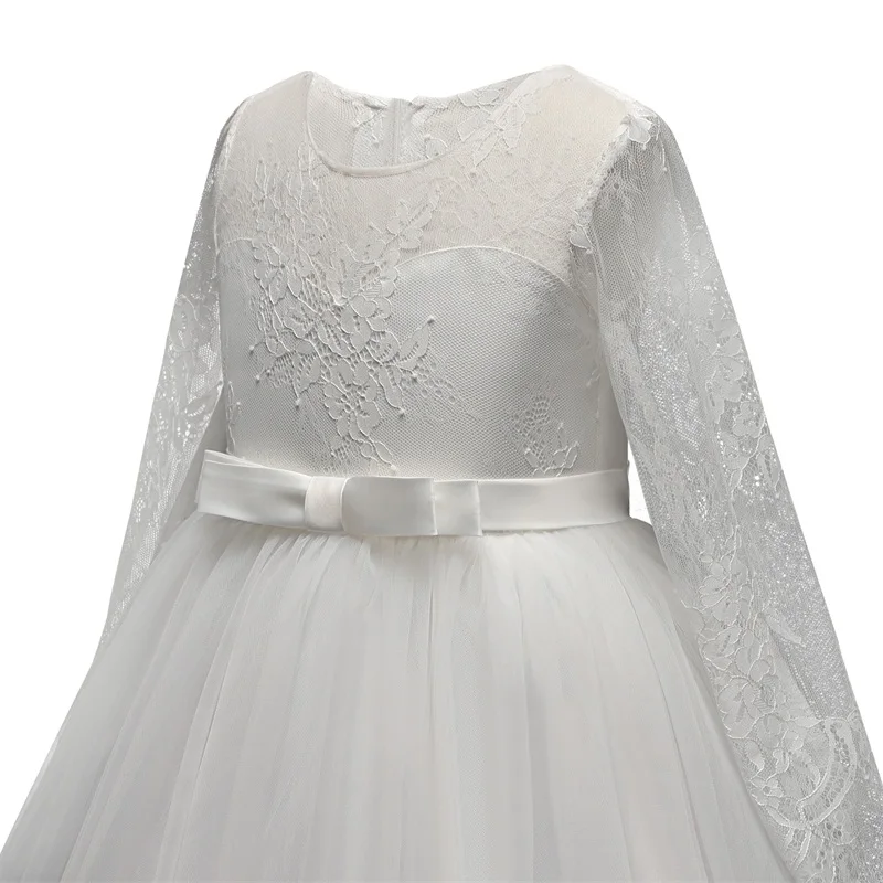 Элегантное платье принцессы для девочек белое свадебных торжеств выпускного