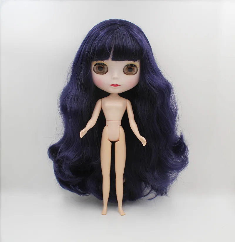 Blygirl, Blyth куклы, темно-синяя бахрома кудрявые волосы, 19 и 7 суставов новые куклы, Матовая оболочка, 1/6 куклы, обнаженные куклы