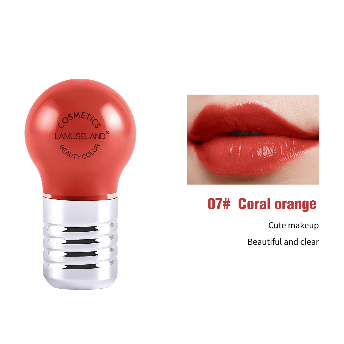 07 Coralorange 12 цветов жидкая помада креативный стойкий и лампа для красоты блеск для губ 9 г макияж бренд LAMUSELAND# L18L21 - Цвет: 07 Coralorange
