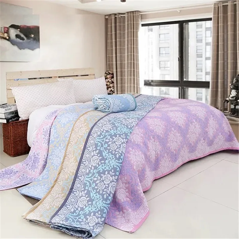 

6 Layers Cotton Gauze blanket 100% Cotton Yarn Dyed Jacquard color 90x98 inches blanket 2 kg 1 pieces small wholeasle