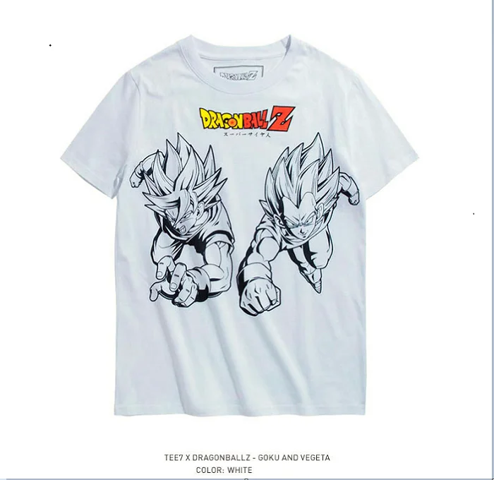 TEE7 человек Топ короткий рукав Футболка для Dragon Ball Z Аниме костюм хлопок печатных мужской Повседневное модные Размеры M-3XL футболка ткань