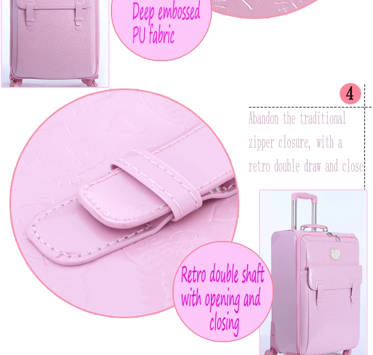 Новинка, милая косметичка hello kitty, 16 дюймов, 20, 24 дюйма, для девушек, студентов, милая Дорожная сумка на колесиках, чемодан, mala, женская сумка на колесиках