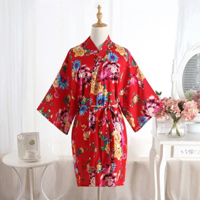 Хлопковый Свадебный халат для невесты и подружки банный с цветочным рисунком