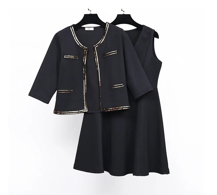 Женский Плюс Размер Dress платье костюмы из двух частей OL + блейзеры Весна до колена