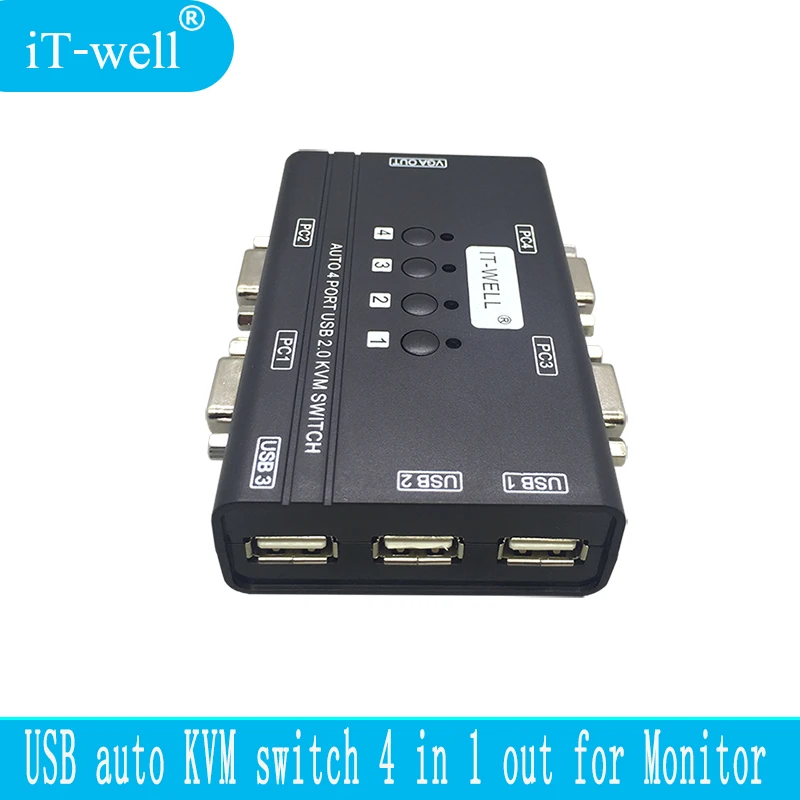 Квм-Консоль iT-well 4 порта автоматический выключатель VGA с USB-консолью 1 комплект