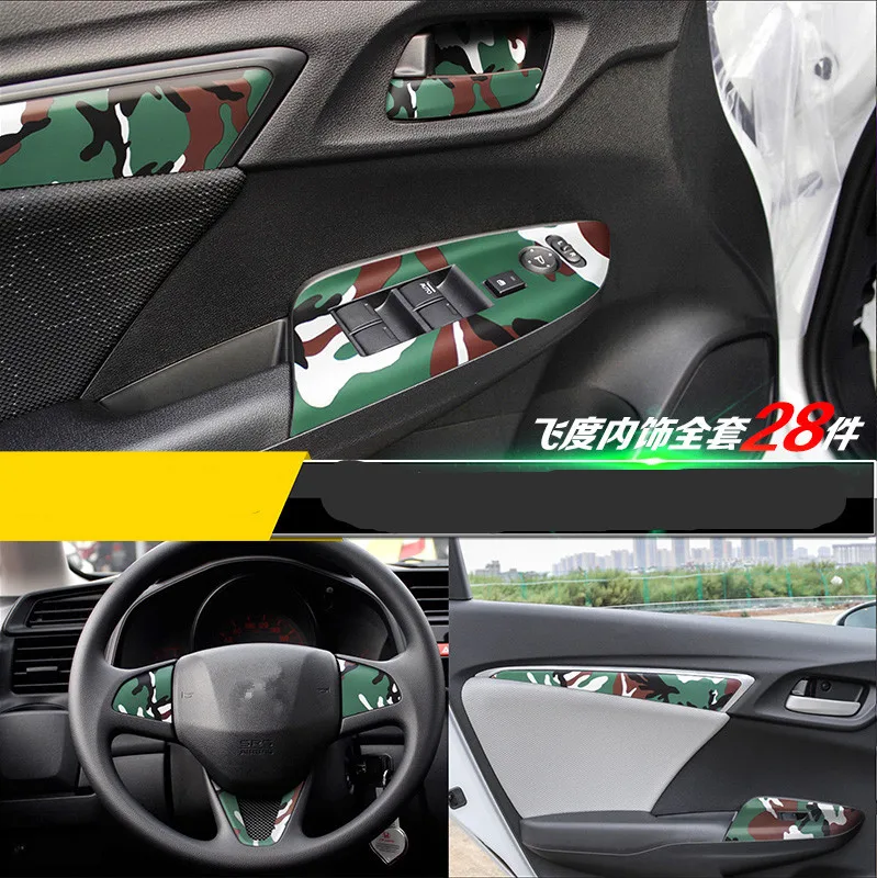 Полный комплект из углеродного волокна пленка для модификации интерьера Honda Fit 2014
