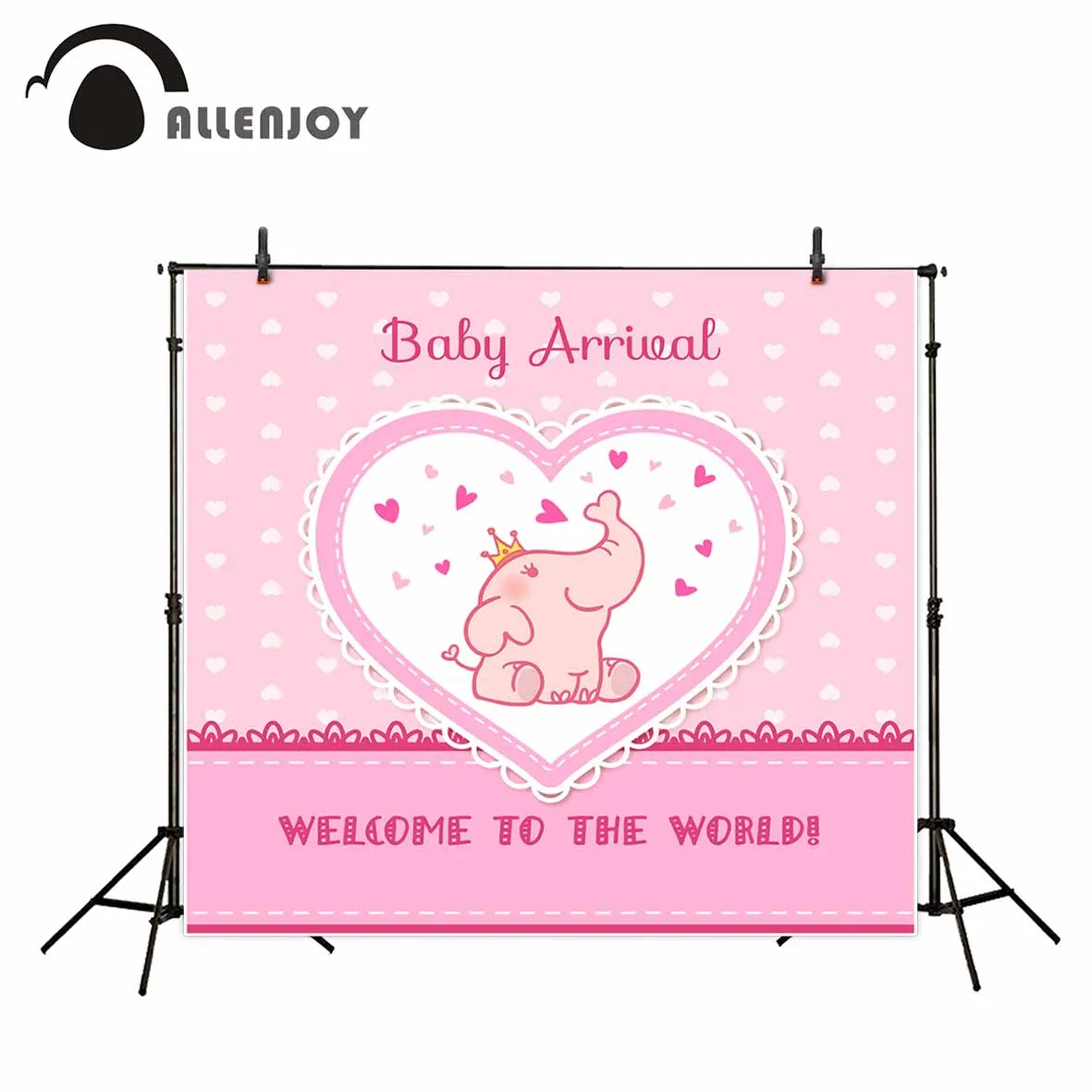 Allenjoy baby shower фон розовый девушка слон любовь сердца фото фотостудия фондовый