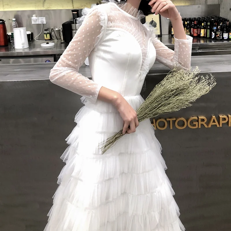 Женское платье для выпускного вечера белые вечерние многослойные платья с