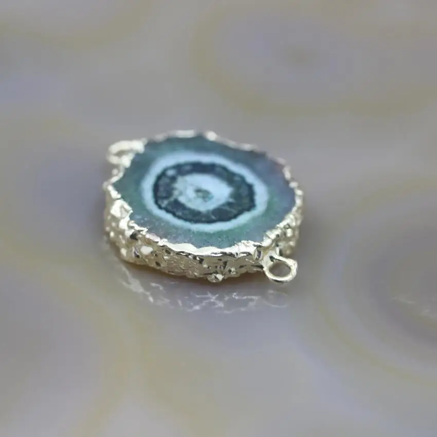 5 шт./лот, зеленый подсолнух Drusy Geode плиты шармы-соединители, золотые края сырой Солнечный Кварц Druzy ломтик самородок подвески ювелирные изделия