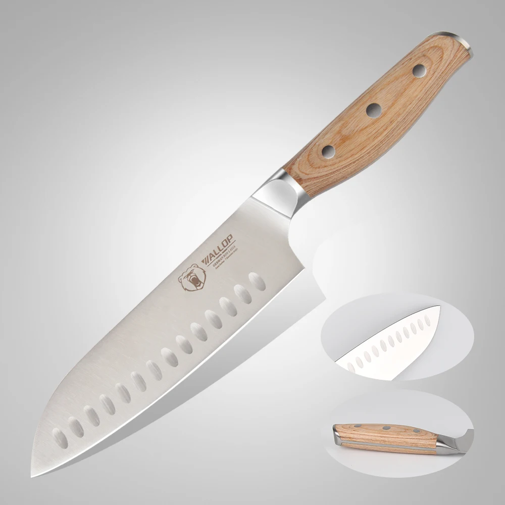WALLOP Santoku нож немецкая высокоуглеродистая Нержавеющая сталь шеф повара для мяса