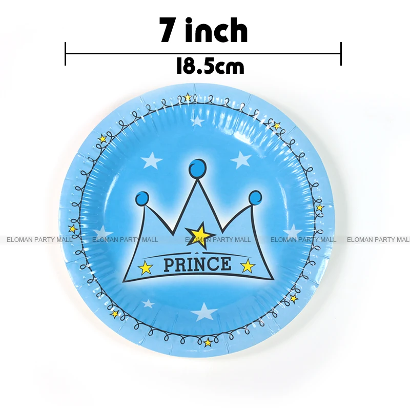 6 шт 7 дюймов синий принц бумажные тарелки для детей день рождения украшение