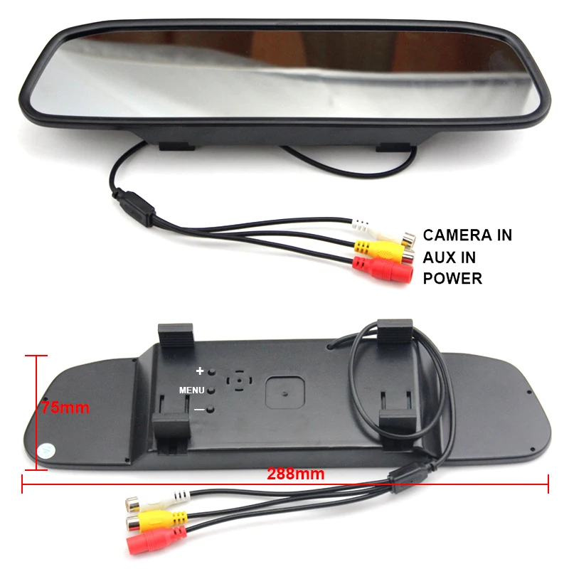 3in1 Dual Core Car Video Parking Sensor Visible Radar Assistance Monitor + Rear View Camera 4.3&quot TFT Mirror |